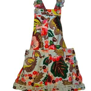 Oliliy Floral Overalls/Jumper/Pinafore Dress - size 104 (3-5 years) GUC